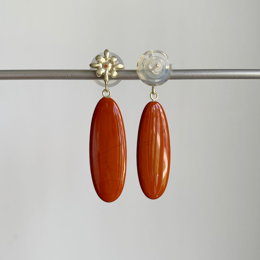 Red Jasper Lily Drop Earrings