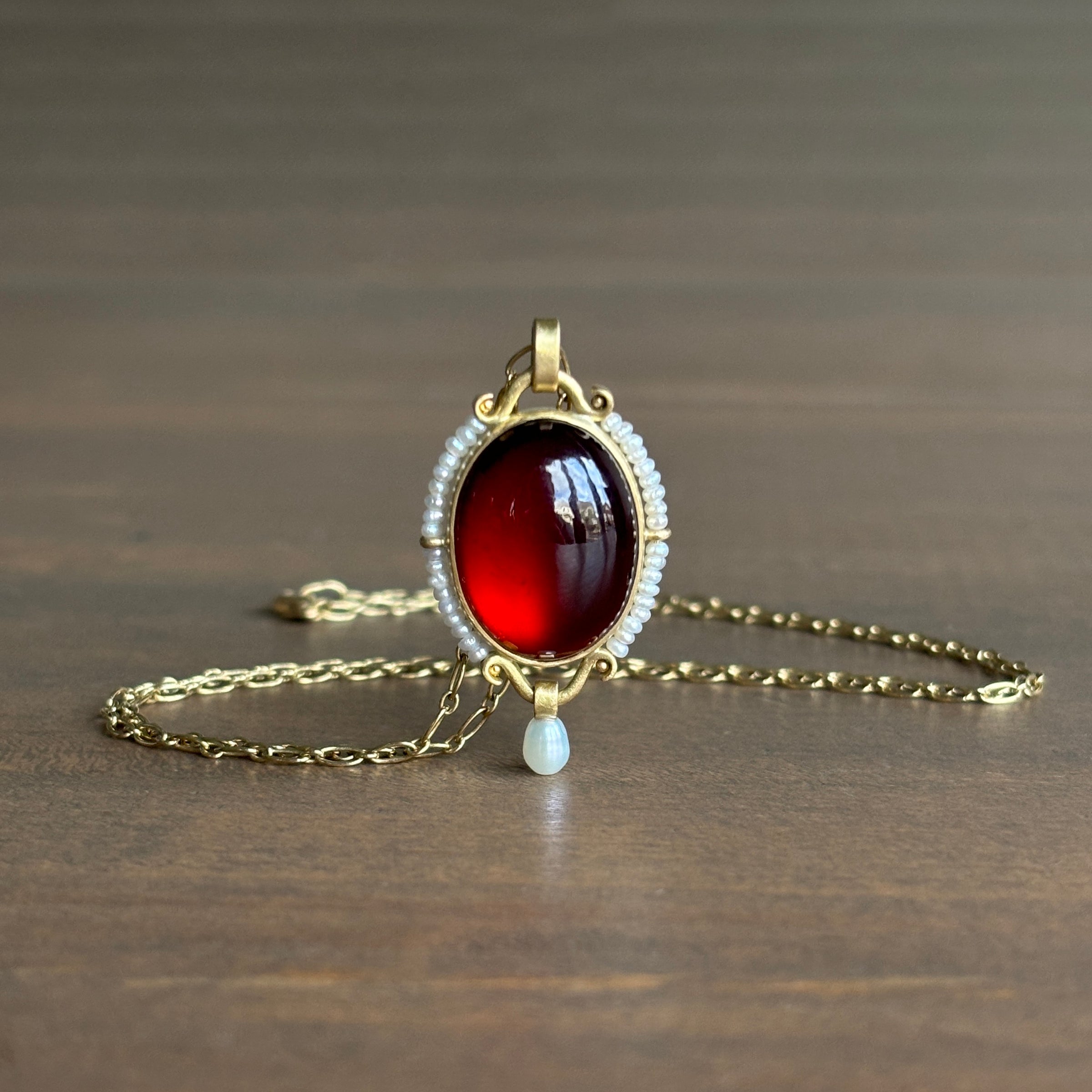 Hessonite Garnet Pearl Pendant – Meeka Fine Jewelry