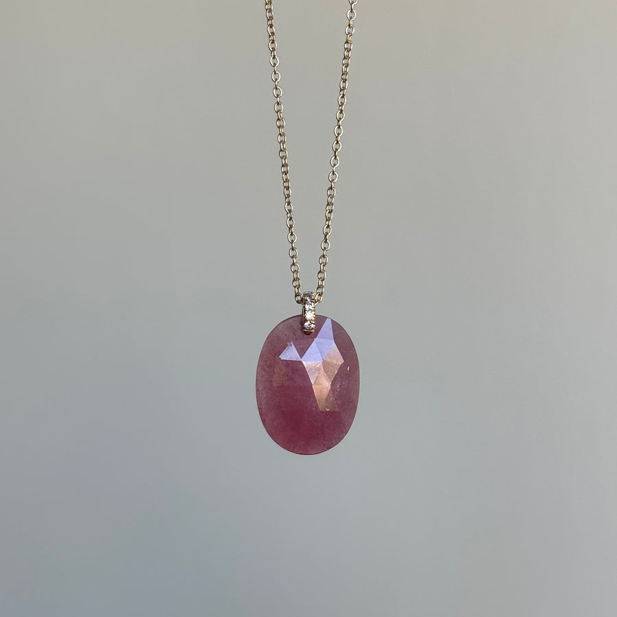 Rose Cut Sapphire Pendant with Diamond Bail
