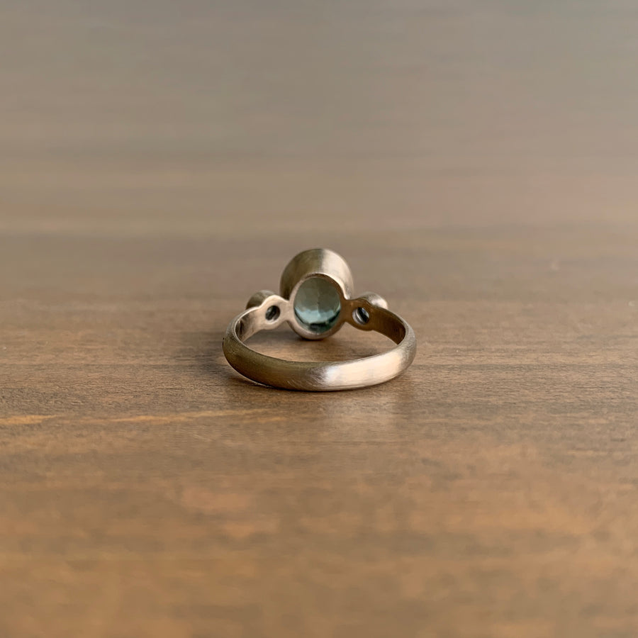 Three-Stone Ring with Tourmaline, Zircon, and Diamonds