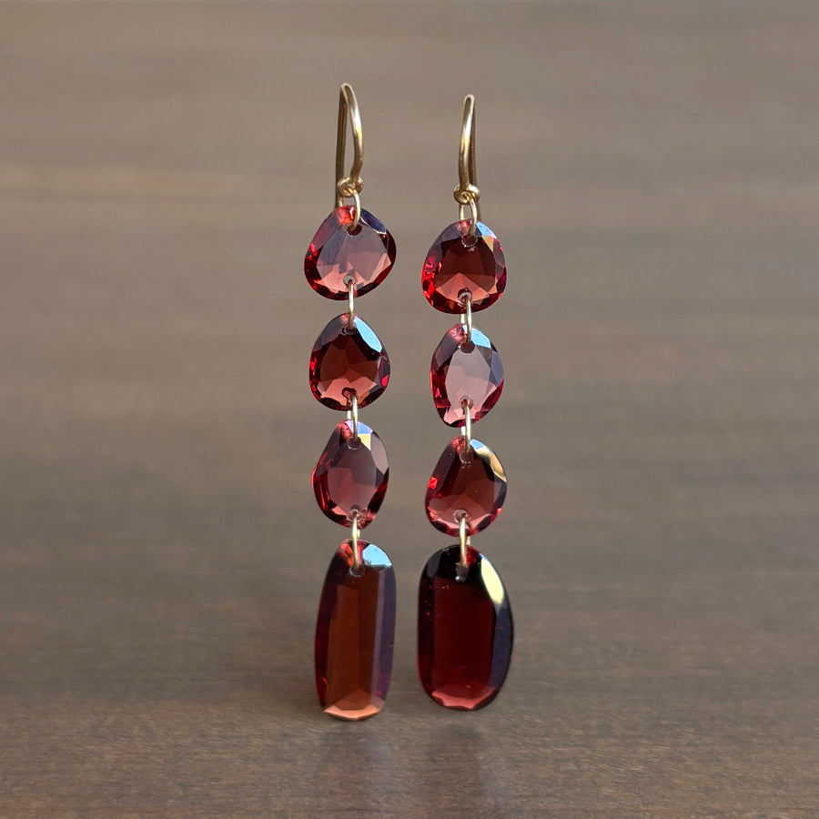 Linked Garnet Earrings