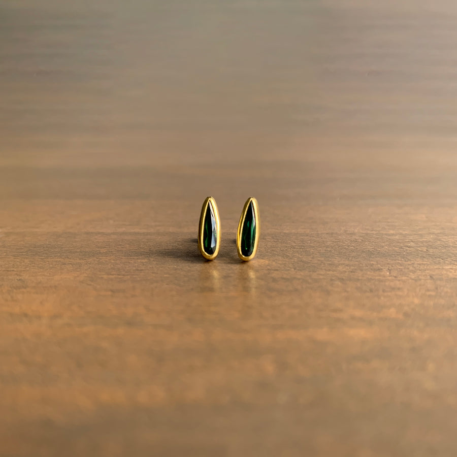 Small Tourmaline Drop Stud Earrings