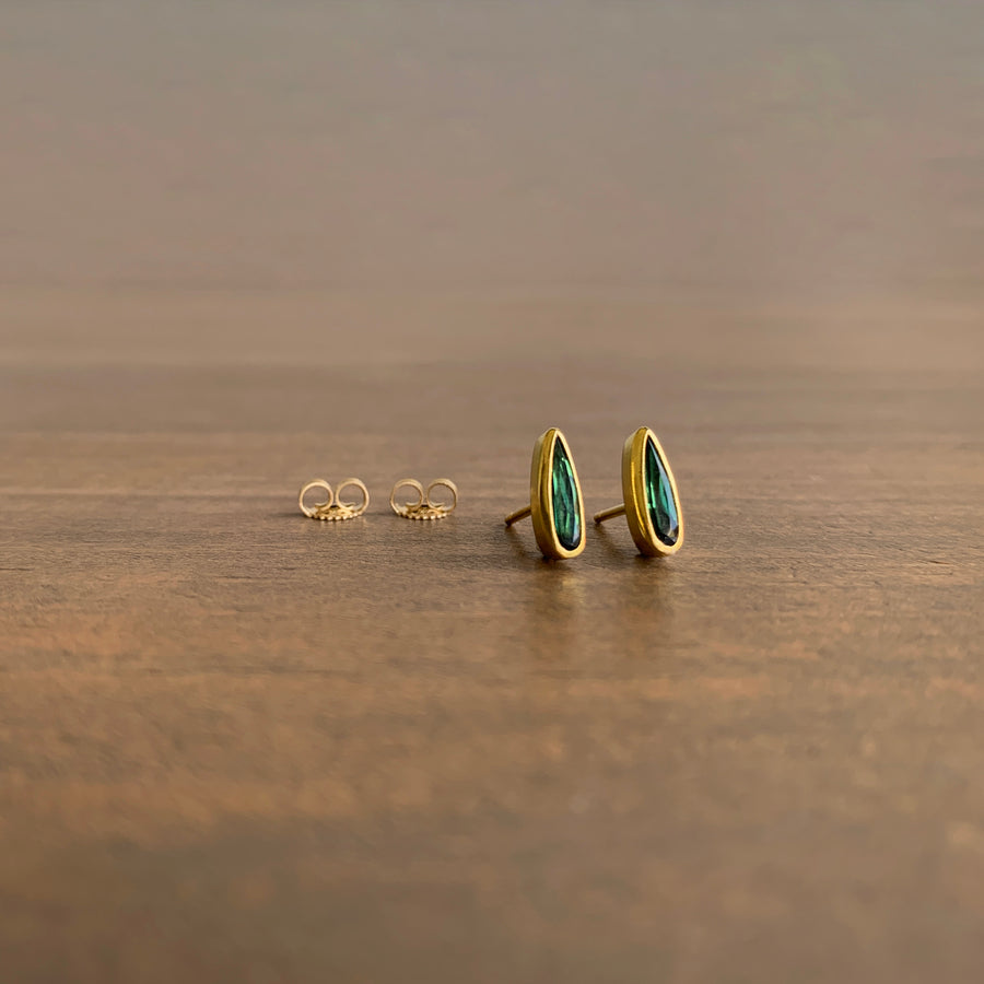 Small Tourmaline Drop Stud Earrings