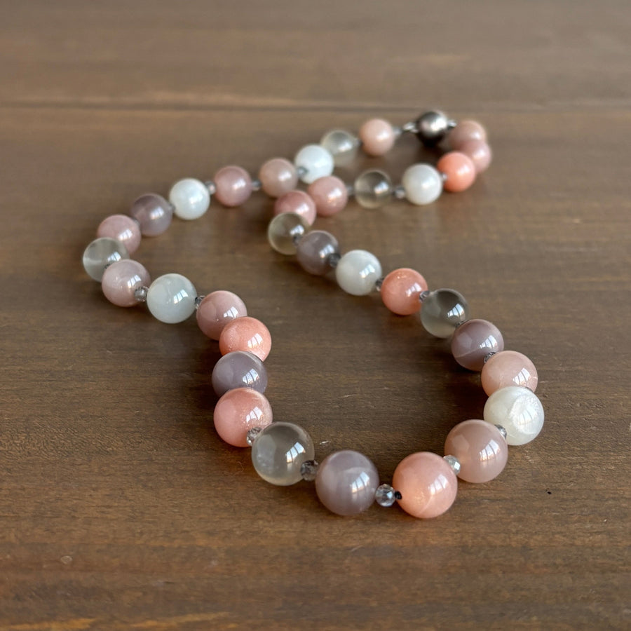 Multicolored Moonstone & Labradorite Beaded Necklace