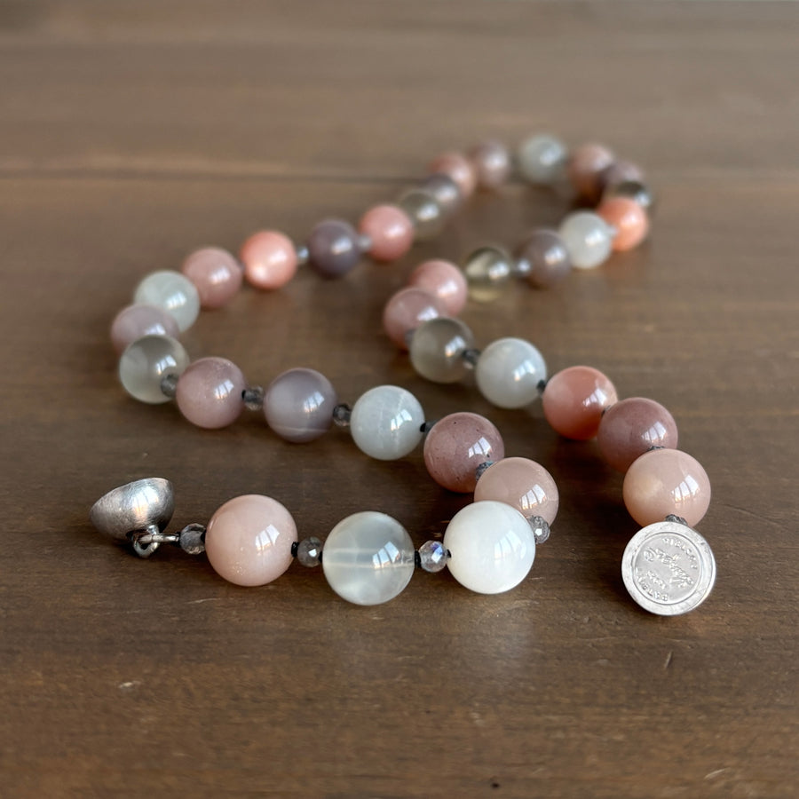 Multicolored Moonstone & Labradorite Beaded Necklace