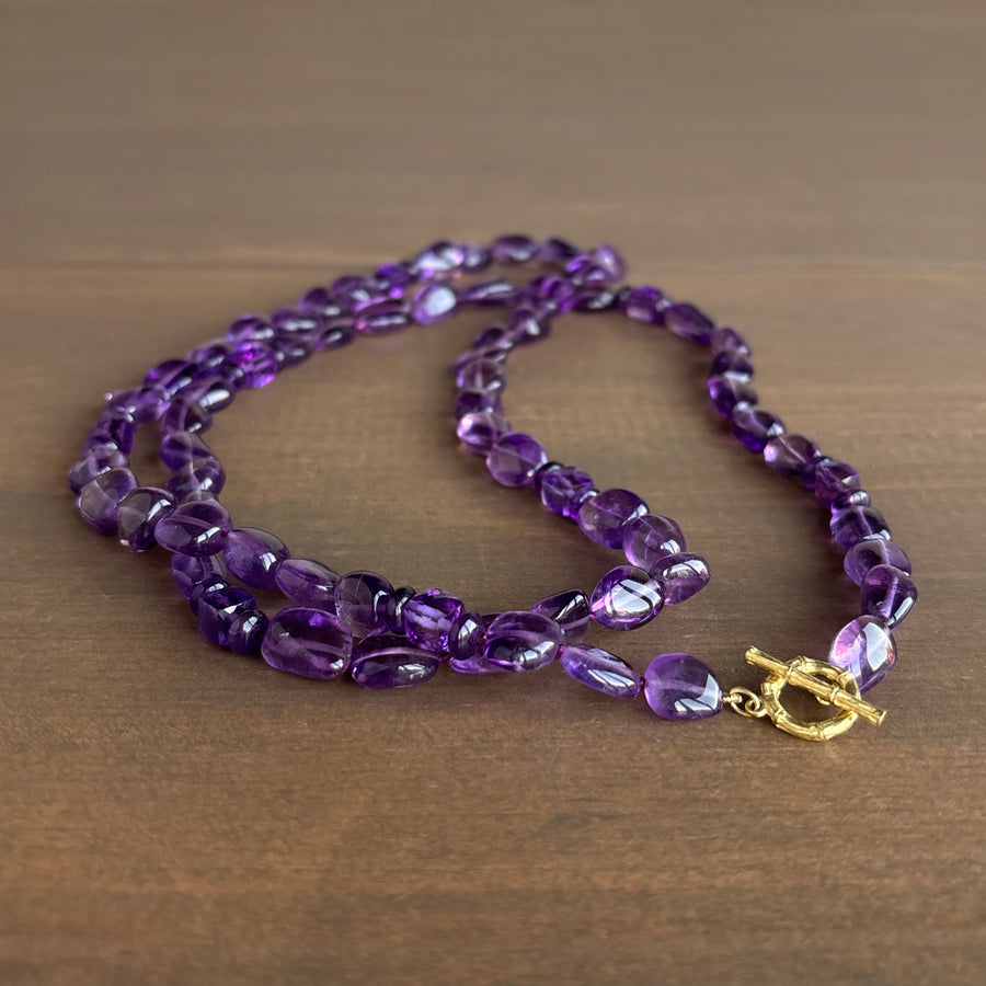 Long Amethyst Beaded Necklace