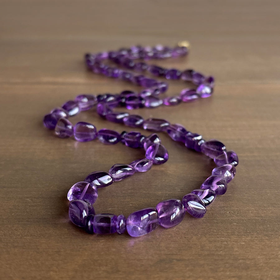 Long Amethyst Beaded Necklace