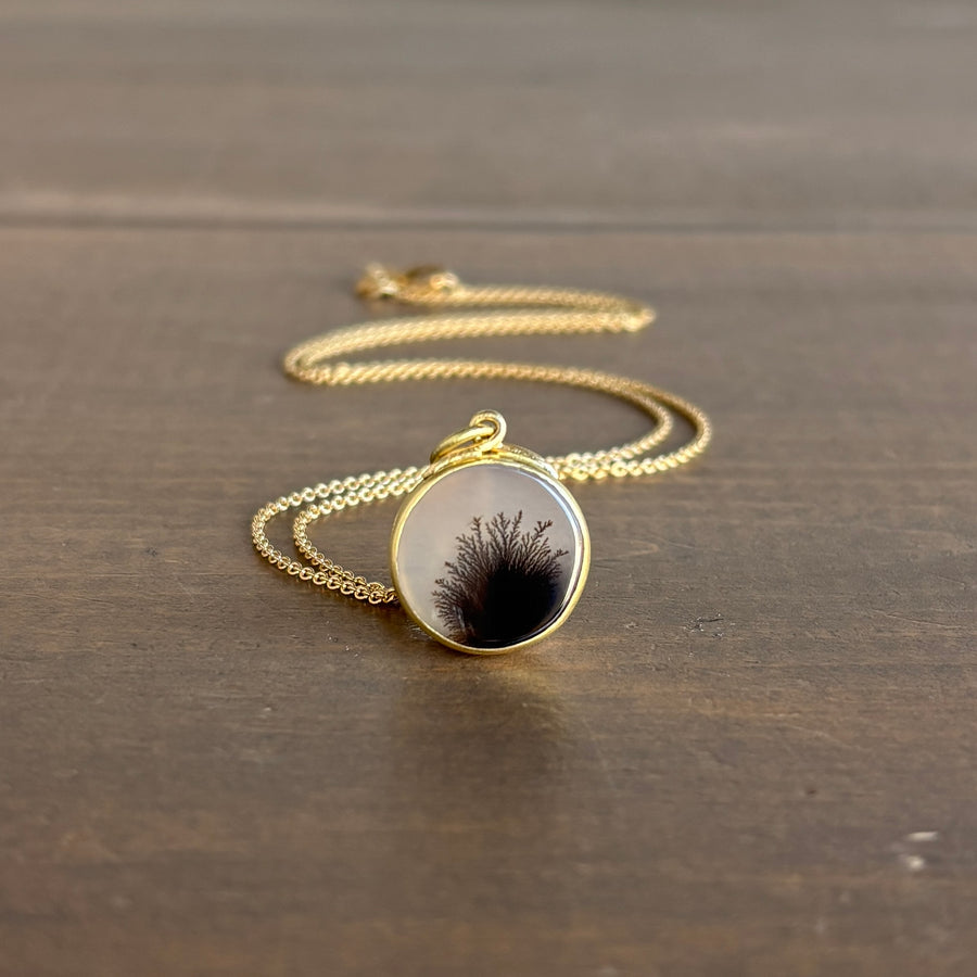 Round Sea Fan Dendritic Agate Pendant