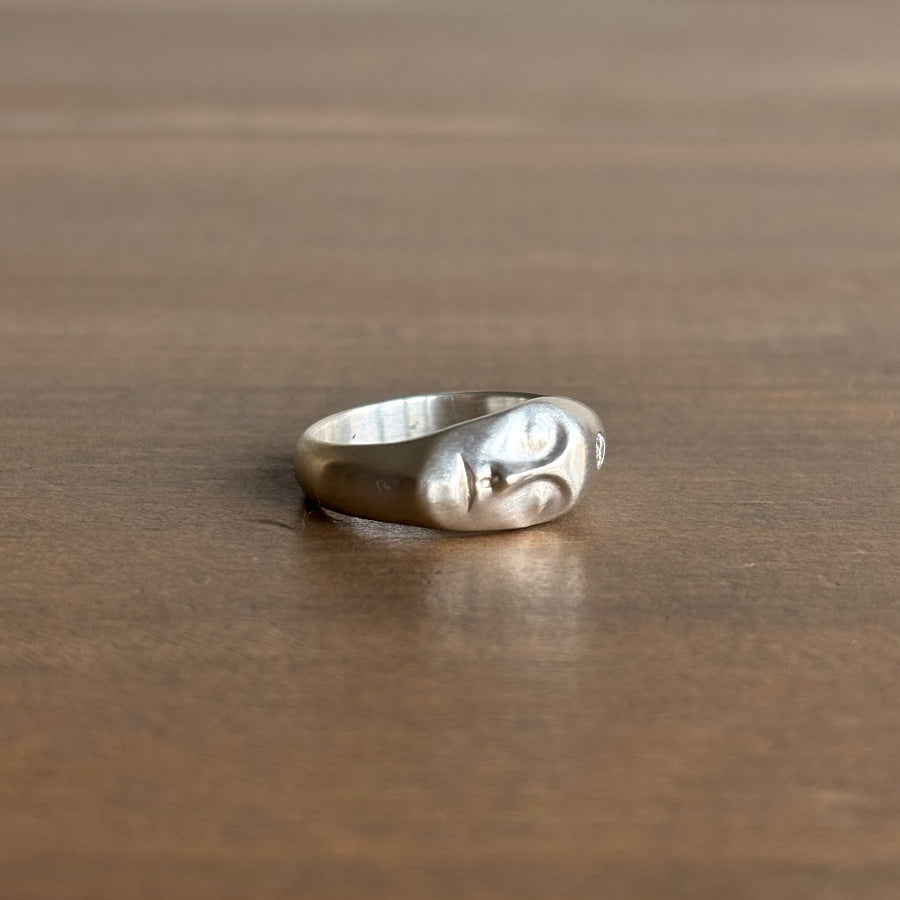Large Grey Lady Cameo Ring with Diamond