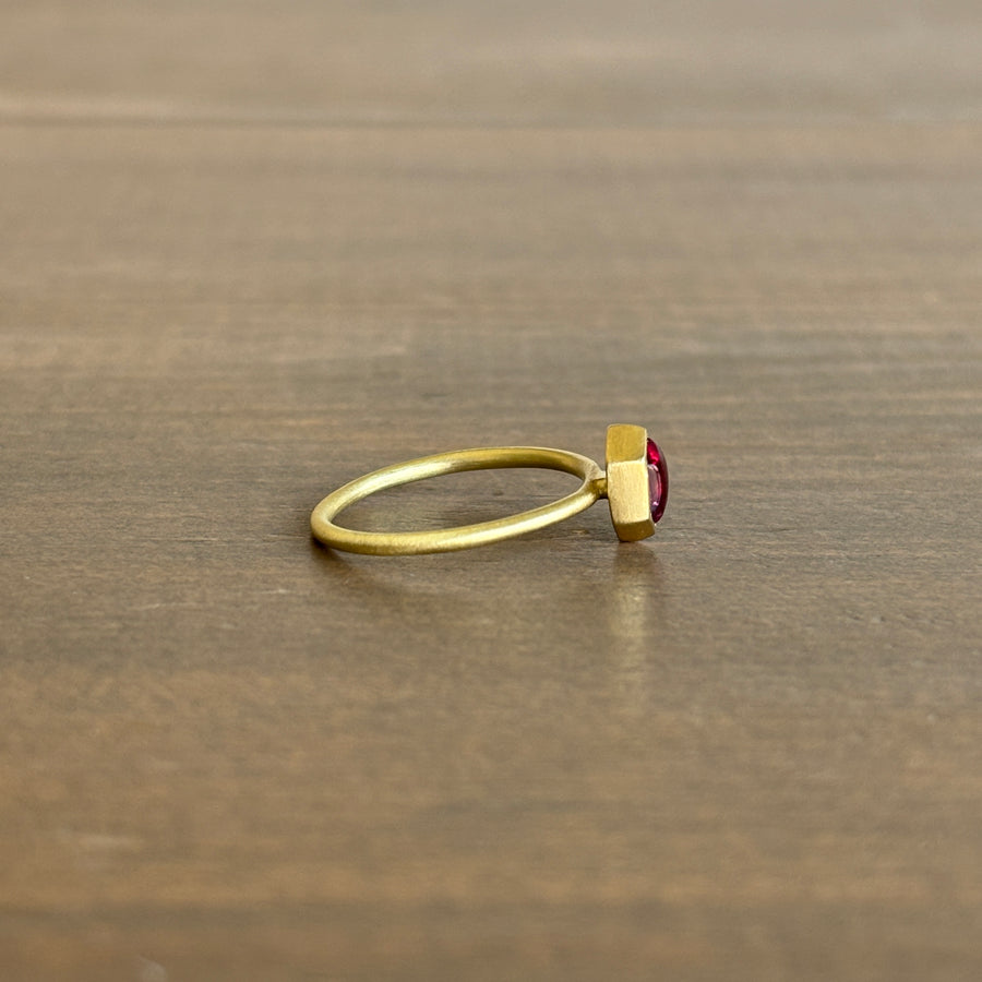 Petite Pink Tourmaline Cabochon Hexagon Ring