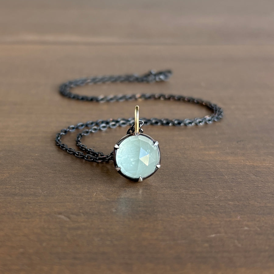Round Rose Cut Aquamarine Pendant
