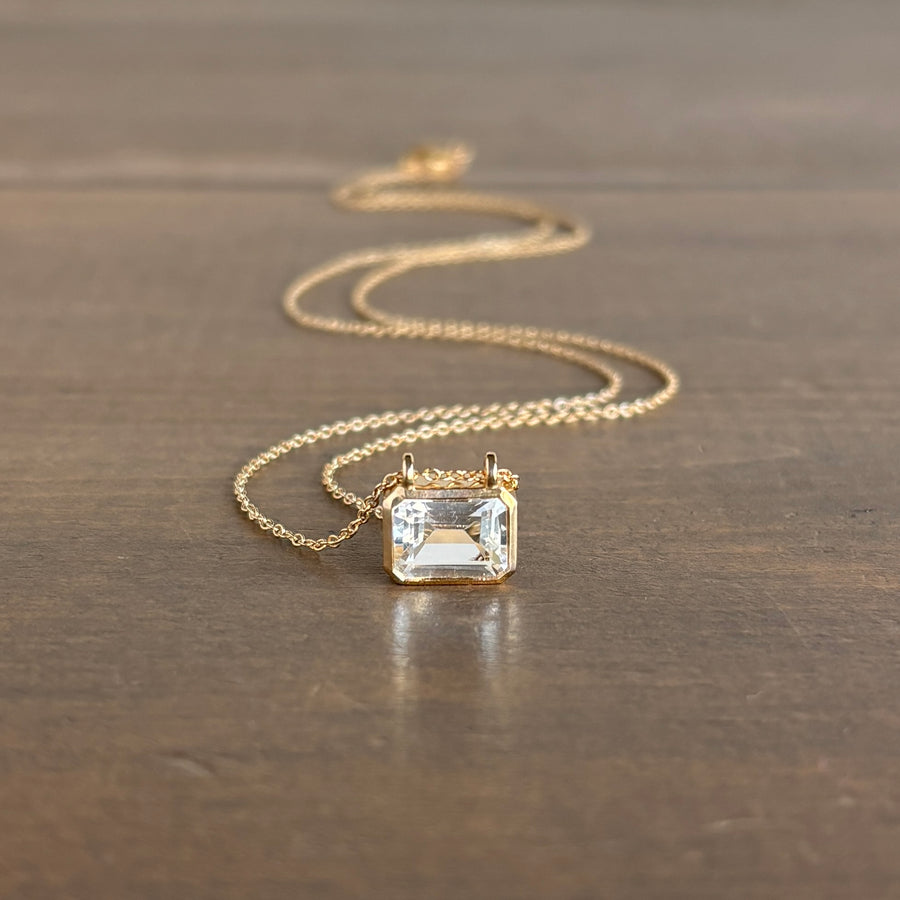 White Topaz Solitaire Story Necklace