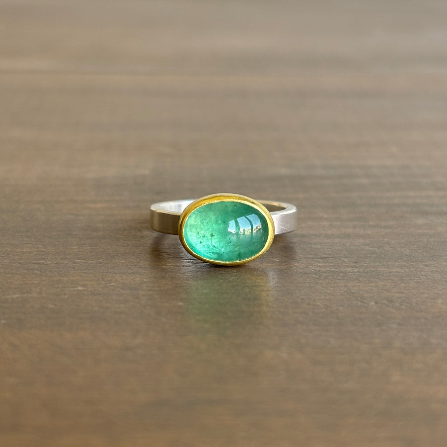 Oval Emerald Cabochon Ring