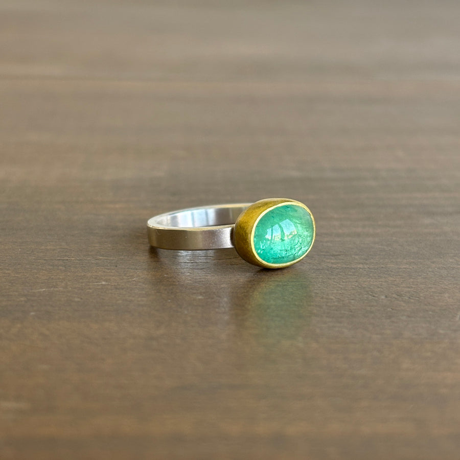 Oval Emerald Cabochon Ring
