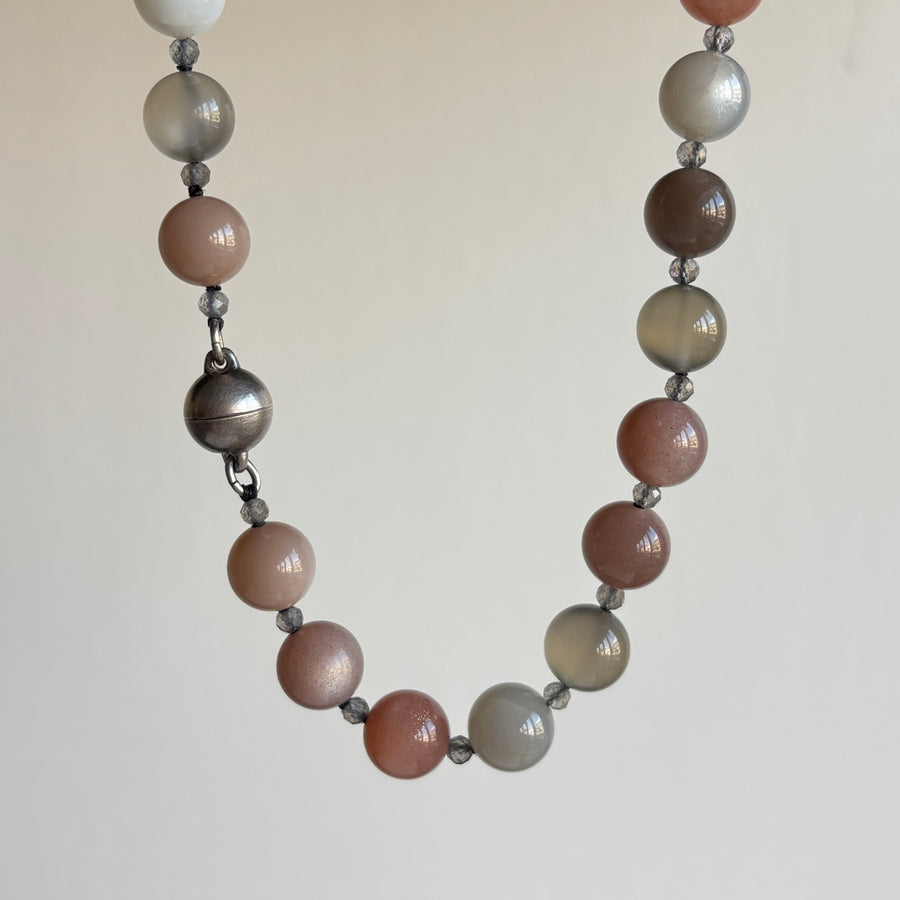 Multicolored Moonstone & Labradorite Beaded Necklace