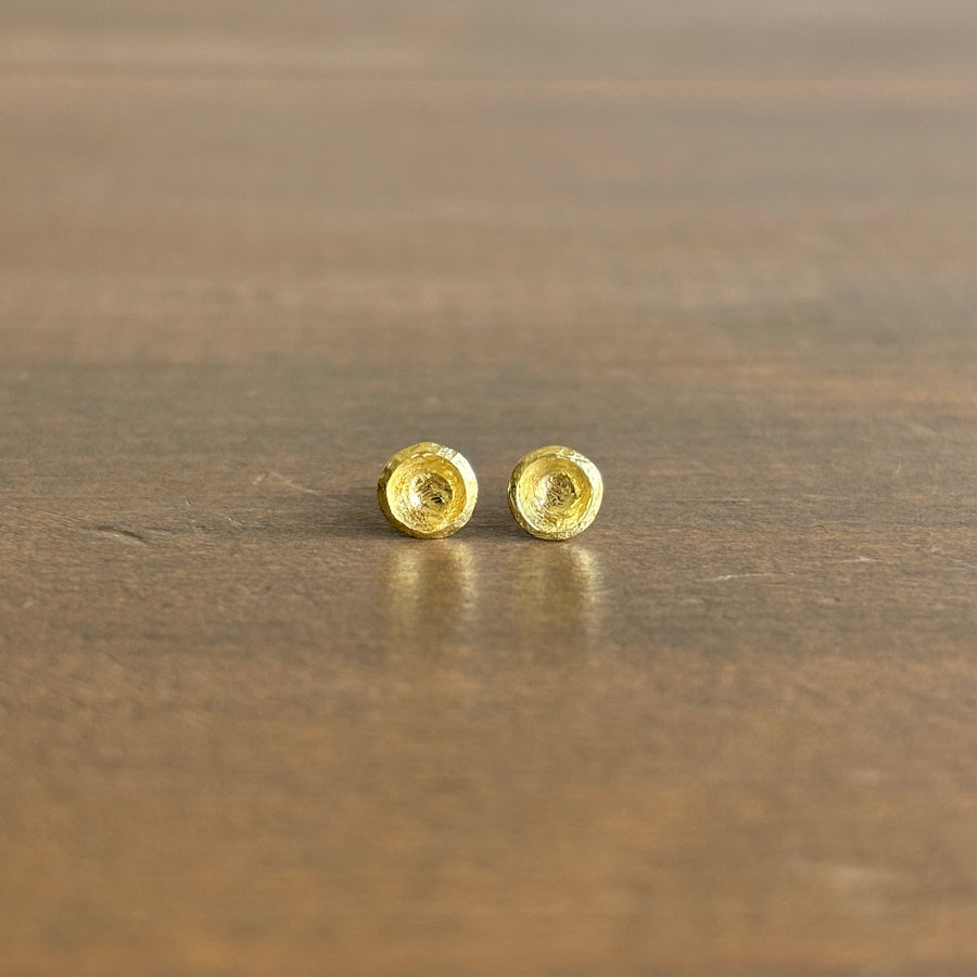 Medium Gold Carved Cup Stud Earrings