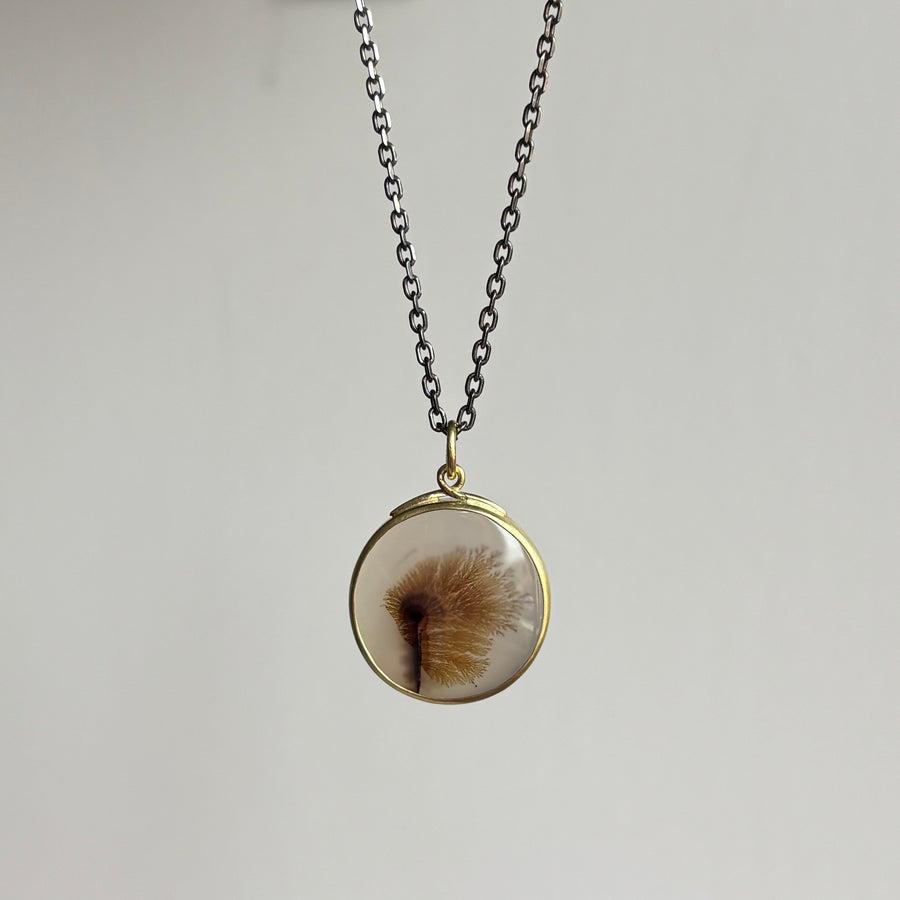 Round Wind Blown Dendritic Agate Pendant