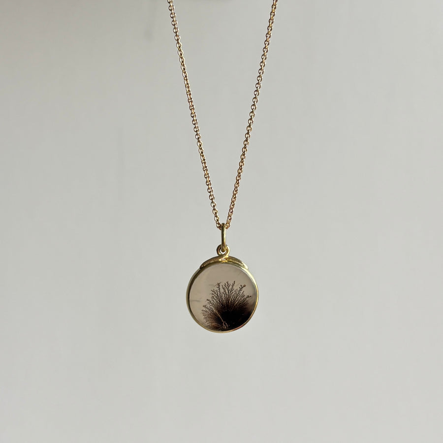 Round Sea Fan Dendritic Agate Pendant