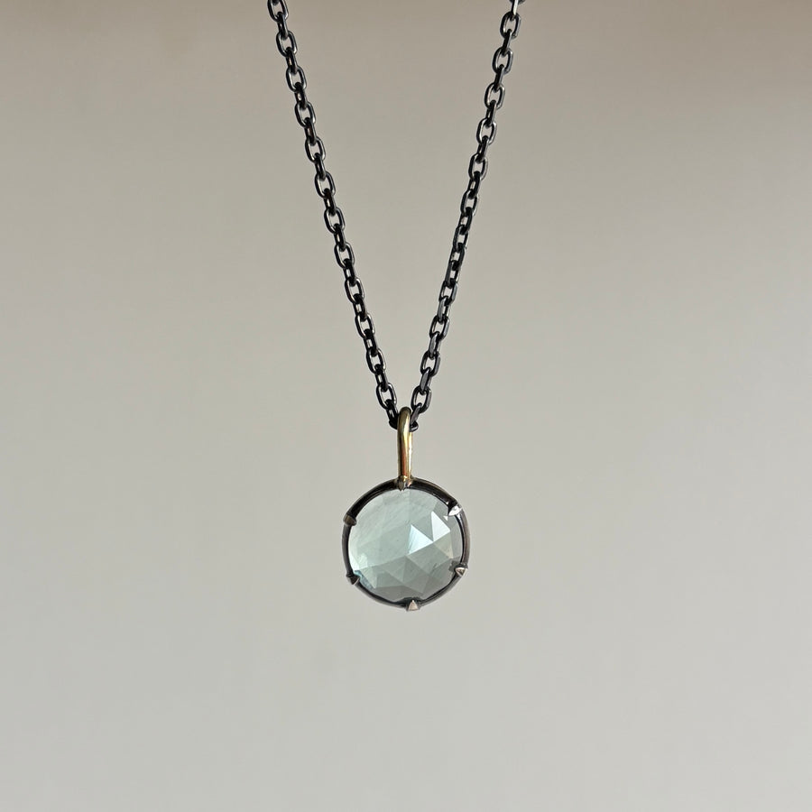 Round Rose Cut Aquamarine Pendant