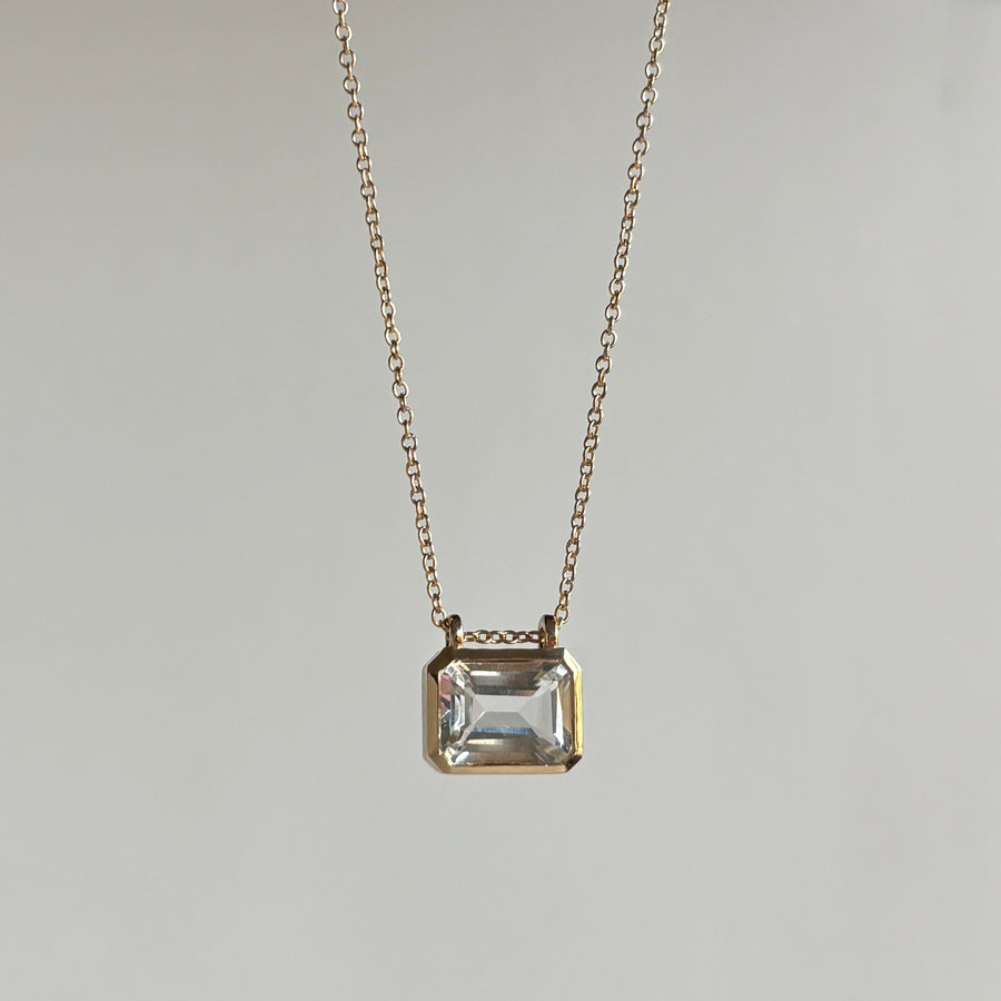 White Topaz Solitaire Story Necklace