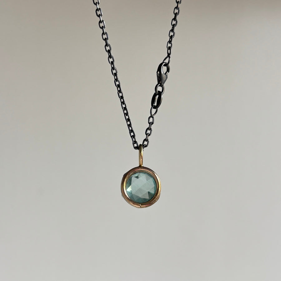 Round Rose Cut Aquamarine Pendant