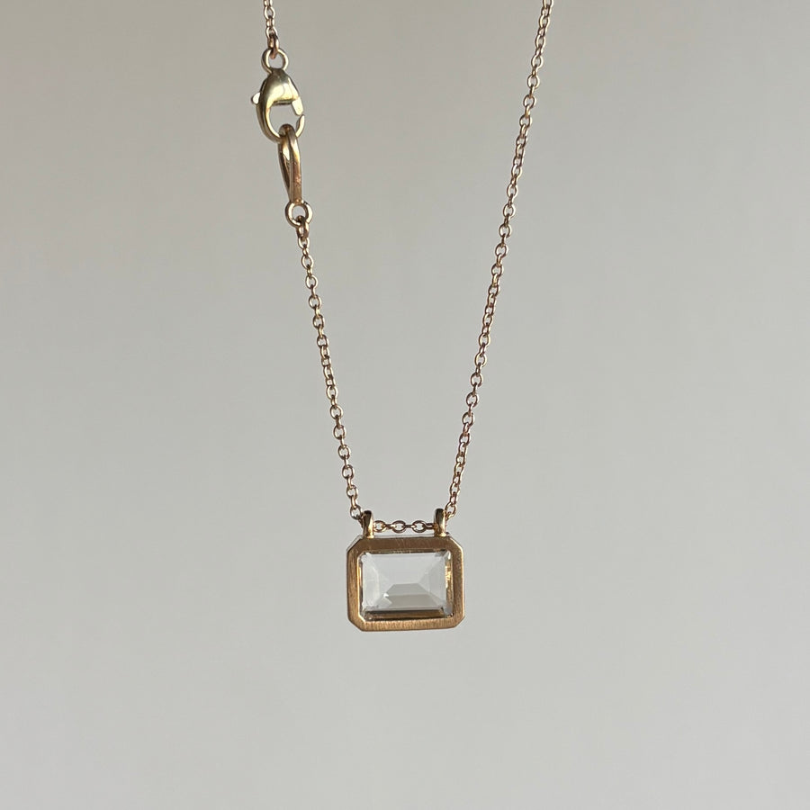White Topaz Solitaire Story Necklace
