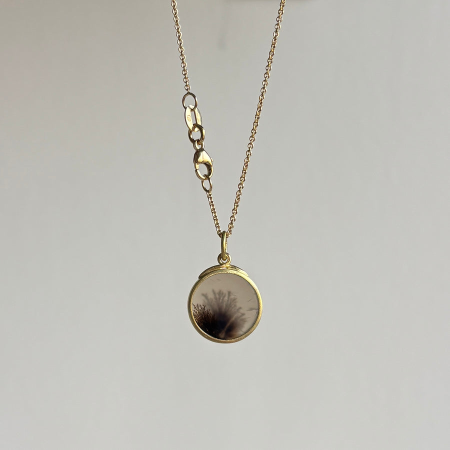 Round Sea Fan Dendritic Agate Pendant