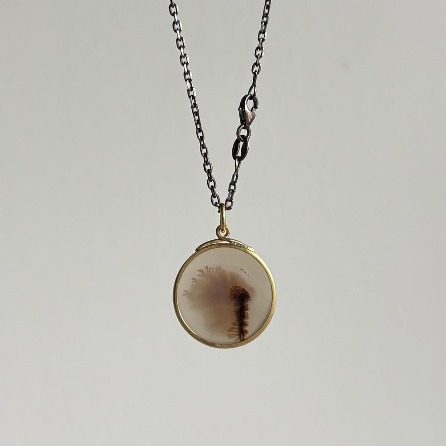 Round Wind Blown Dendritic Agate Pendant