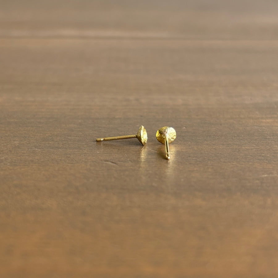 Small Gold Carved Cup Stud Earrings