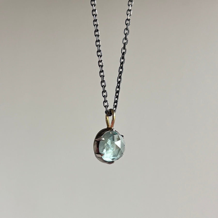 Round Rose Cut Aquamarine Pendant
