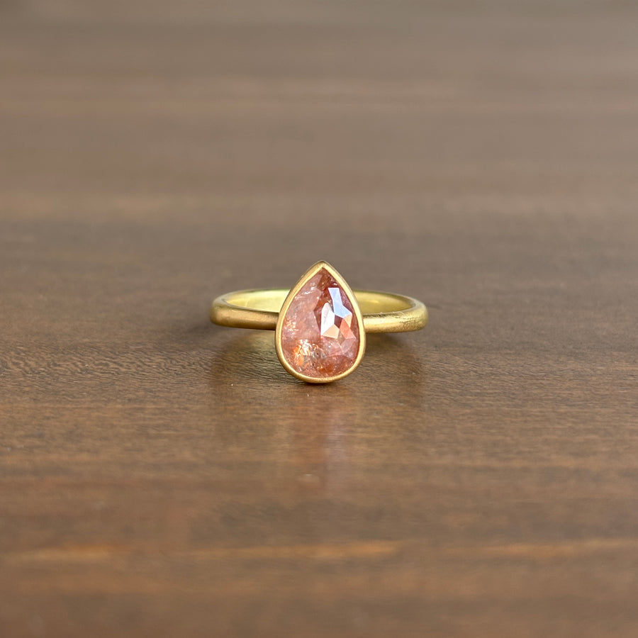 Tangerine Teardrop Diamond Ring