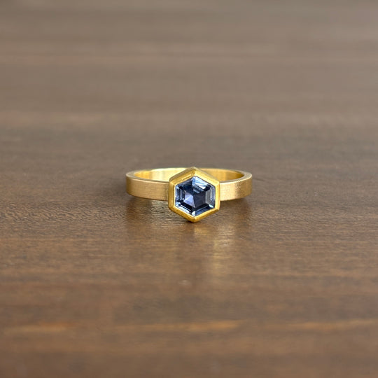 Sam Woehrmann Sapphire Hexagon Ring front view