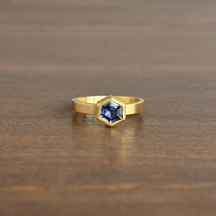 Sam Woehrmann Sapphire Hexagon Ring front view
