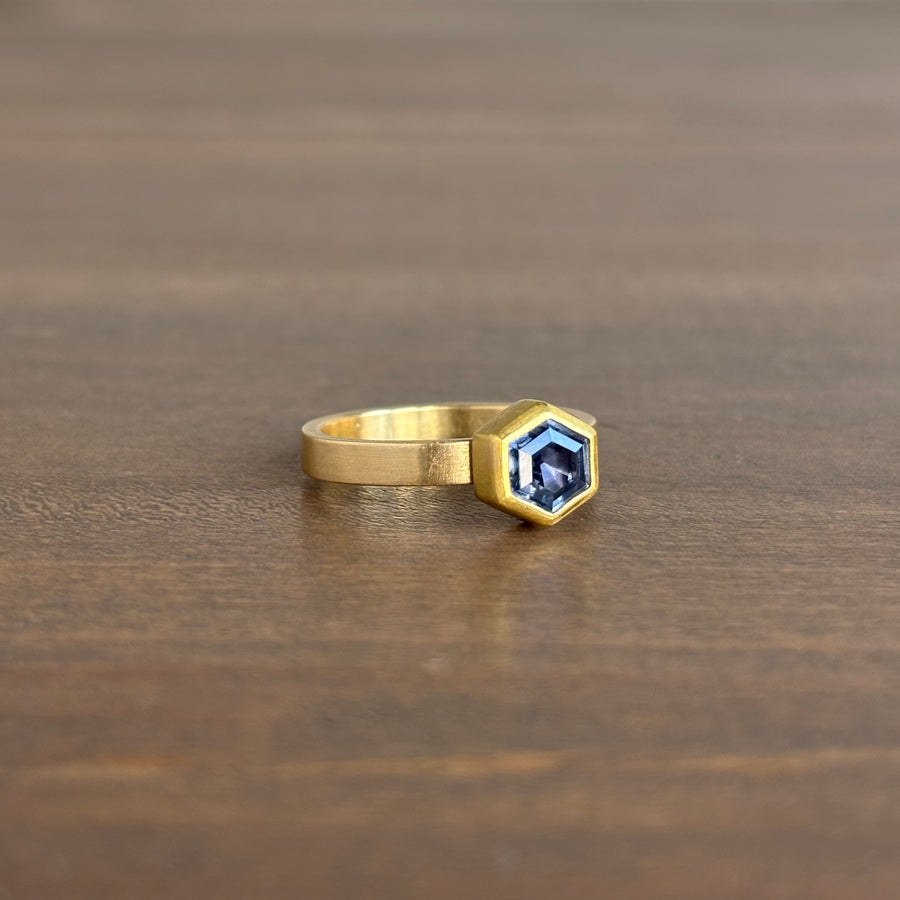 Sam Woehrmann Sapphire Hexagon Ring side view