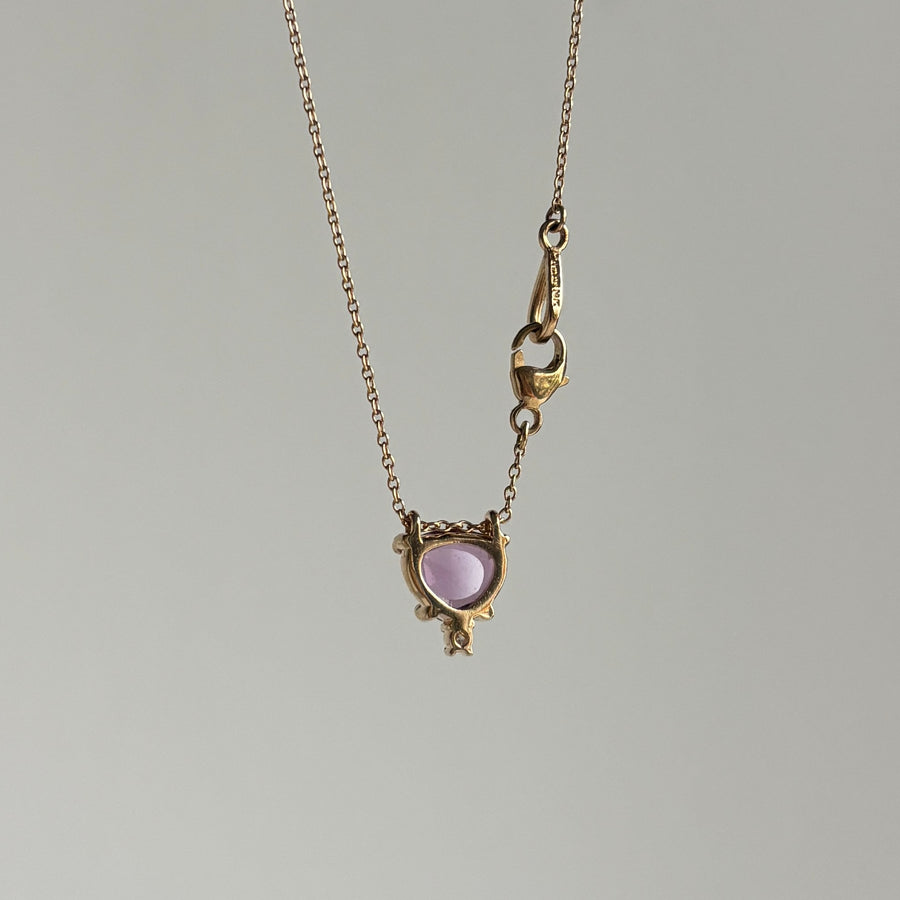 Rose Cut Magenta Sapphire and Diamond Slider Pendant