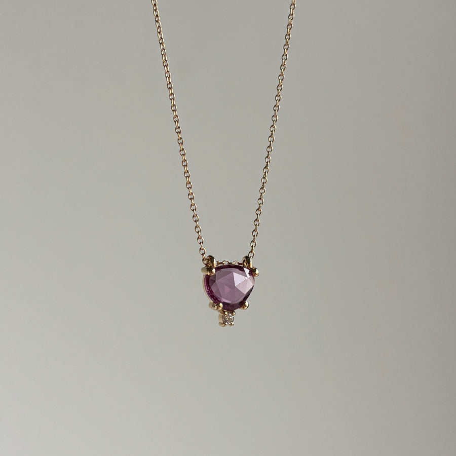 Rose Cut Magenta Sapphire and Diamond Slider Pendant
