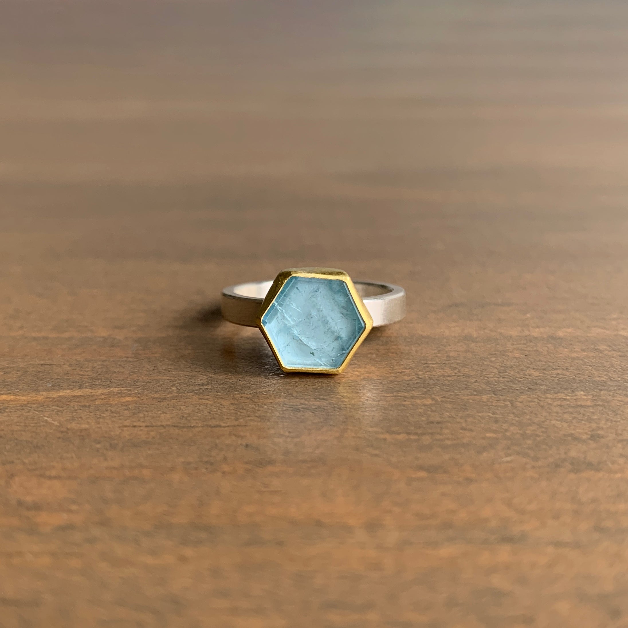 Sam Woehrmann Aquamarine Hexagon Slice Ring – Meeka Fine Jewelry