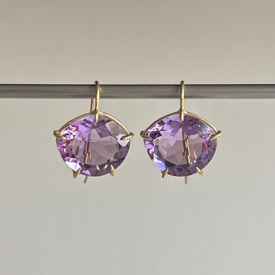 Asymmetrical Violet Amethyst Petal Earrings