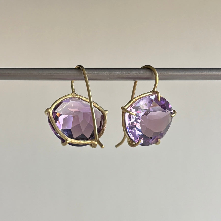 Asymmetrical Violet Amethyst Petal Earrings