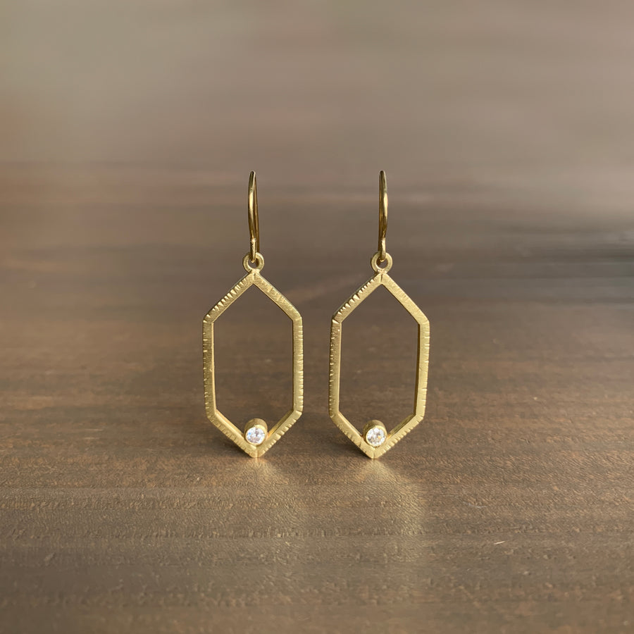 Large Diamond Hexagon Earrings