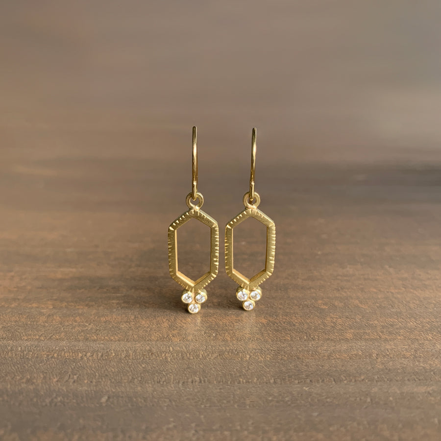 Hexagon Diamond Cluster Earrings