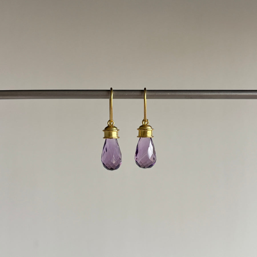 Amethyst Briolette Etruscan Earrings