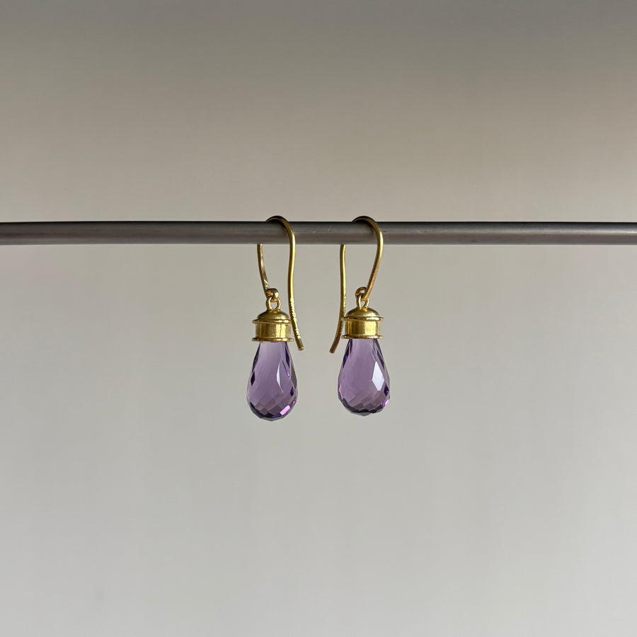 Amethyst Briolette Etruscan Earrings