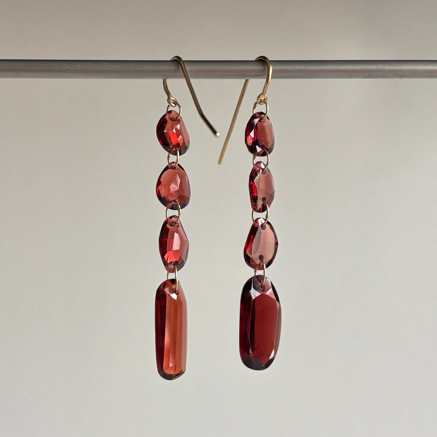 Linked Garnet Earrings