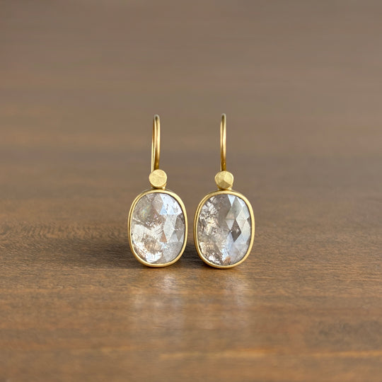 Lola Brooks Grey Cushion Diamond Drop Earrings earrings front view