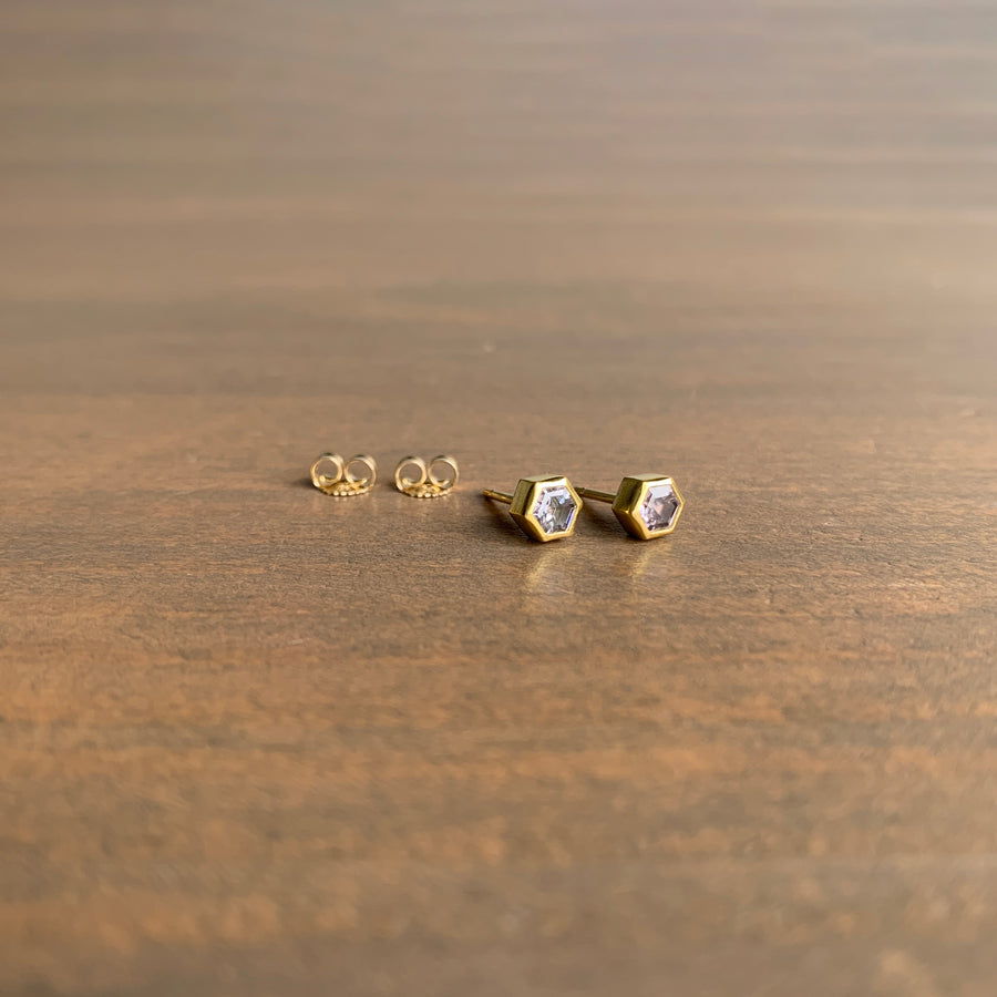 Spinel Hexagon Stud Earrings