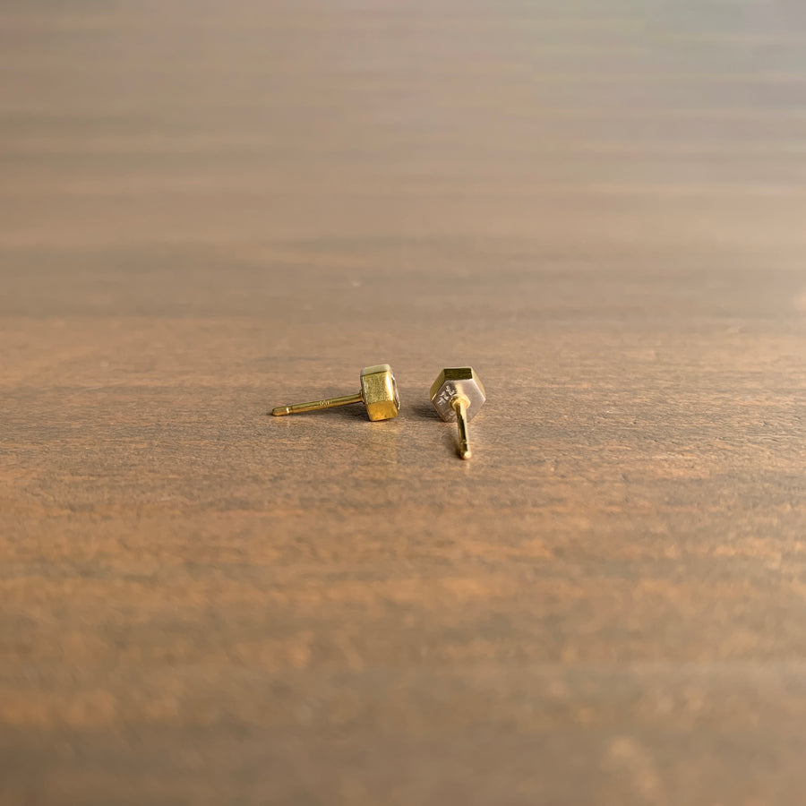 Spinel Hexagon Stud Earrings