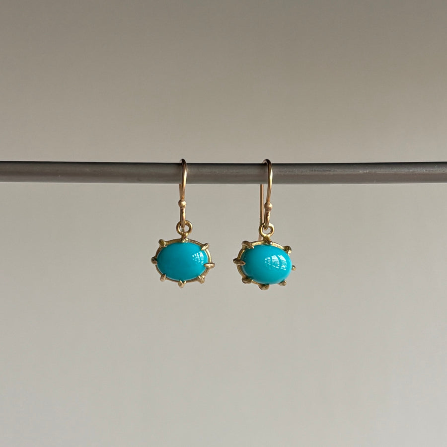 Mini Oval Sleeping Beauty Turquoise Earrings