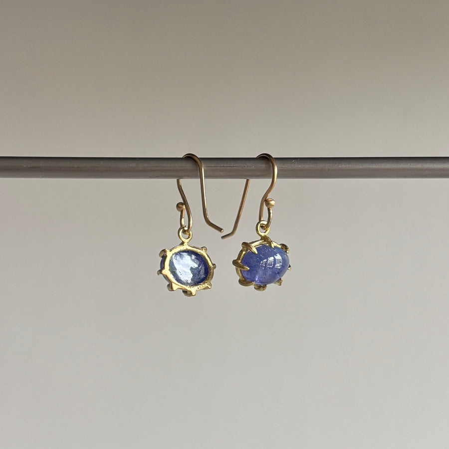 Mini Oval Tanzanite Cabochon Earrings