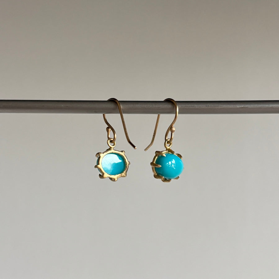 Mini Oval Sleeping Beauty Turquoise Earrings